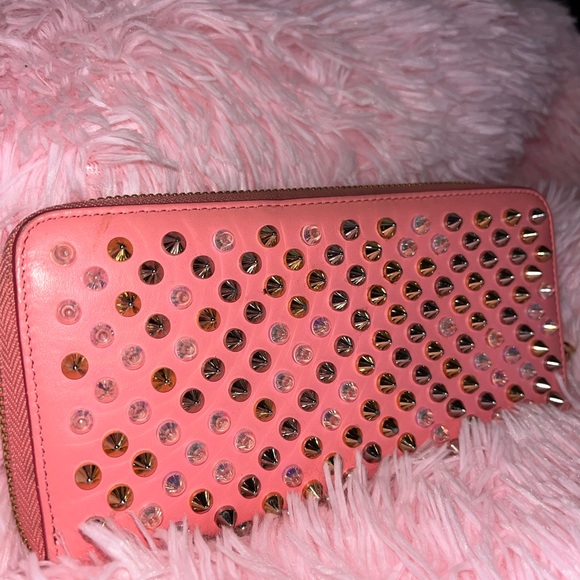 Christian Louboutin Pink Studded Wallet - Picture 8 of 11